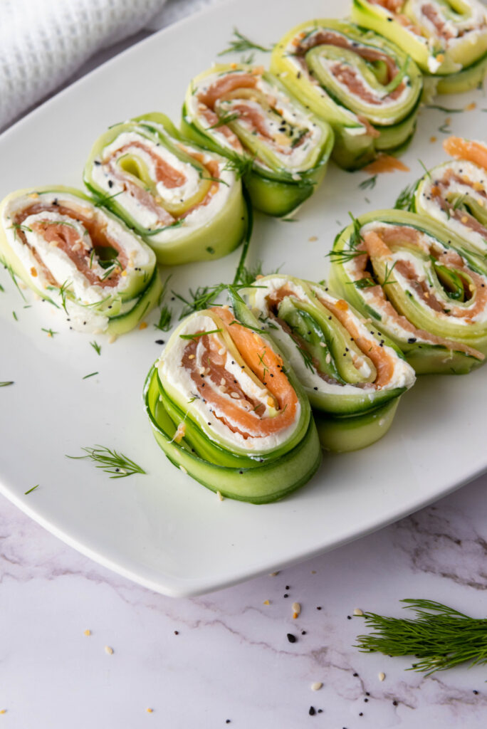 cucumber rolls with salmon lox and cream cheese roundup