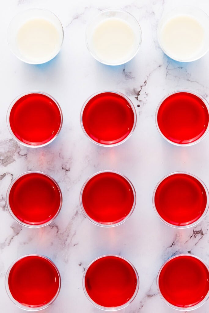 red jello on top of white layer