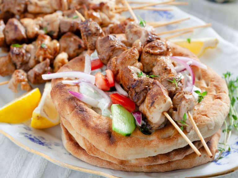 Tzatziki-Sauced Souvlaki Skewers: