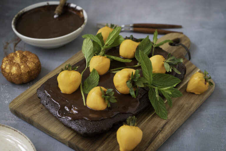 halloween pumpkin patch brownie cake