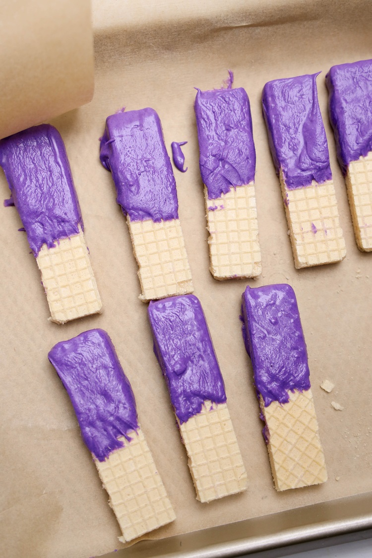 monster wafers dipped in purple 