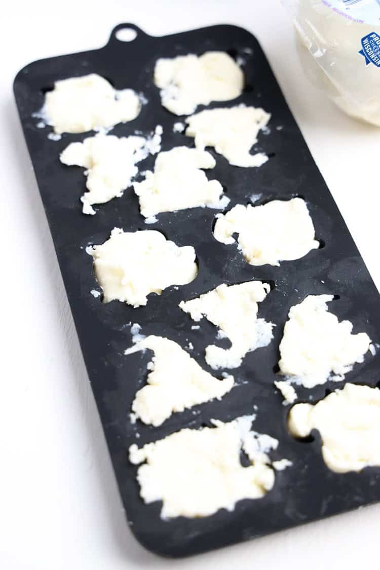 mozzarella pearls pressed into with hat and silicone molds