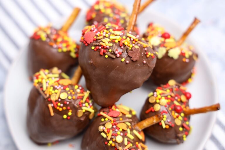 acorn chocolate covered strawberries on a plate