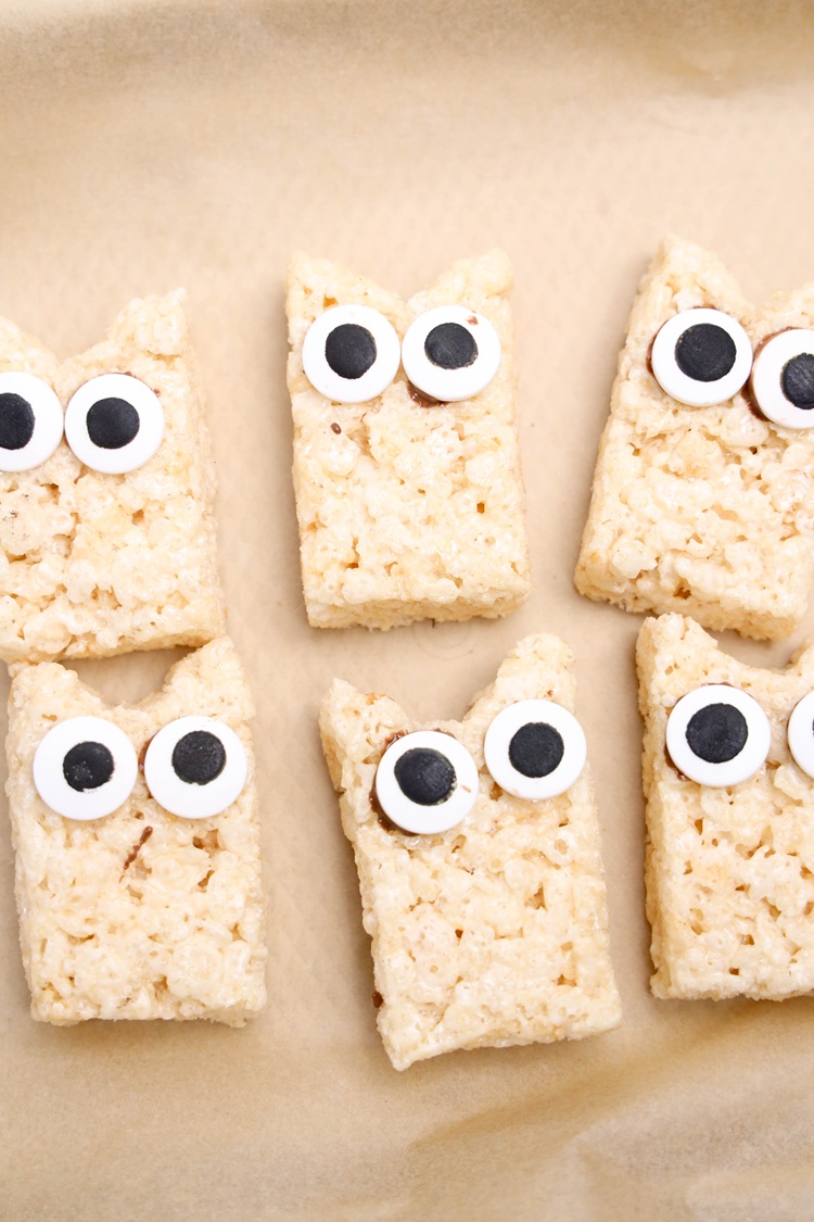candy eyes on rice krispy treats