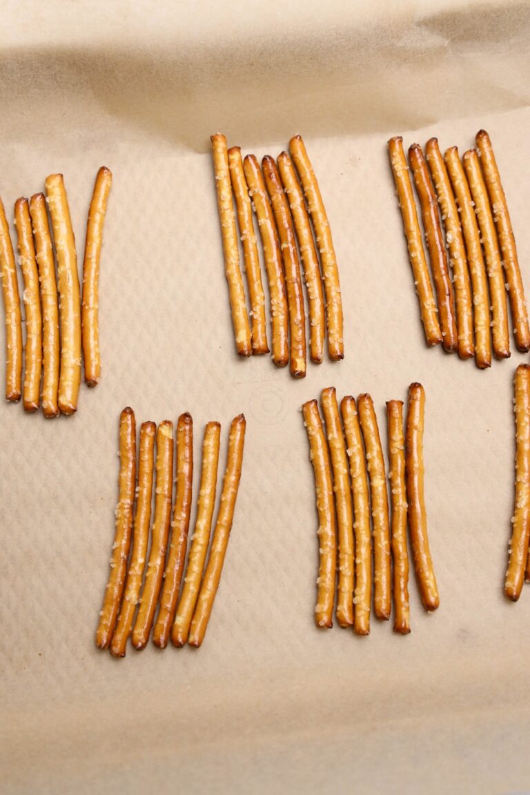 six pretzels per turkey laid out on parchment paper