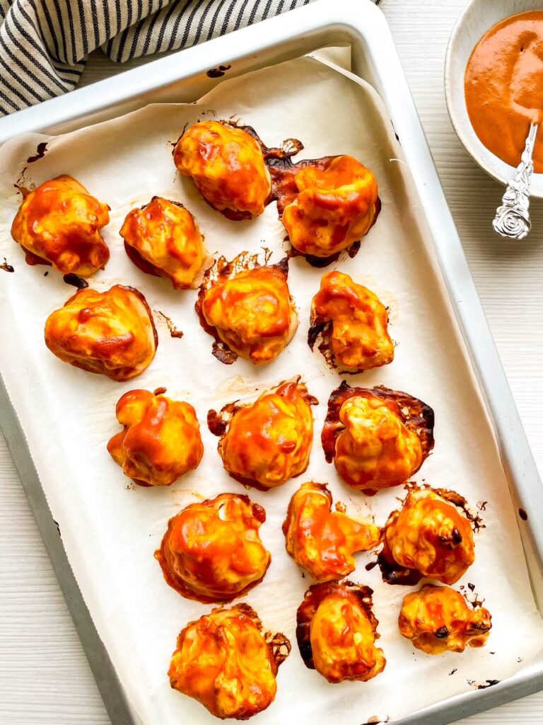 A picture of twice baked cauliflower wings.