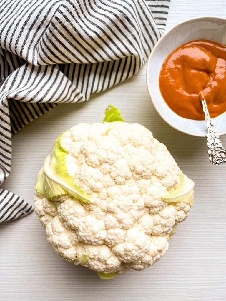 A picture of ingredients to make cauliflower wings.