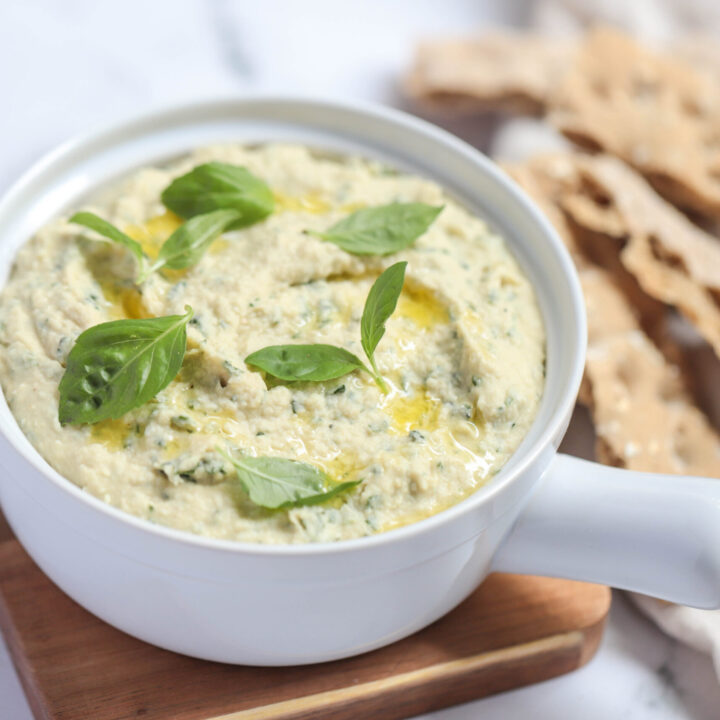 basil pesto hummus dip