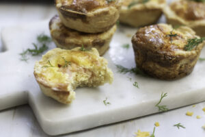 savory mini salmon quiches